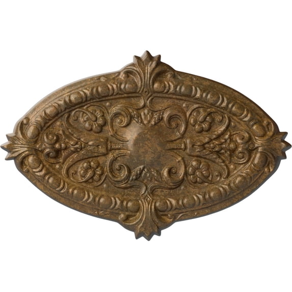 Ekena Millwork 26 3/8"W x 17 1/4"H x 1 3/4"P Marcella Ceiling Medallion (Fits Canopies up to 3"), Hand-Painted Rubbed Bronze