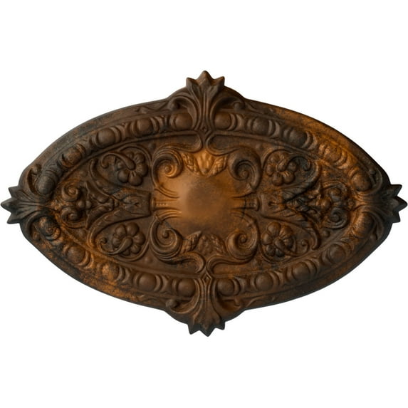 Ekena Millwork 26 3/8"W x 17 1/4"H x 1 3/4"P Marcella Ceiling Medallion (Fits Canopies up to 3"), Hand-Painted Rust