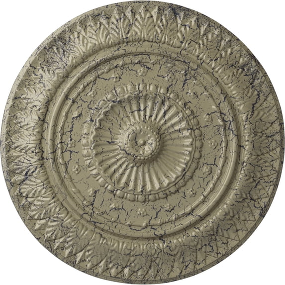 Ekena Millwork 26 5/8"OD x 2 1/4"P Christopher Ceiling Medallion, Hand-Painted Castle Stone Crackle