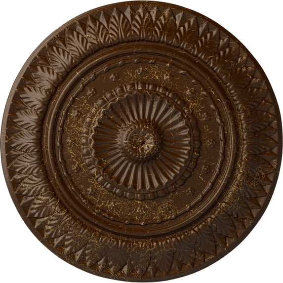 Ekena Millwork 26 5/8"OD x 2 1/4"P Christopher Ceiling Medallion, Hand-Painted Root Beer Crackle