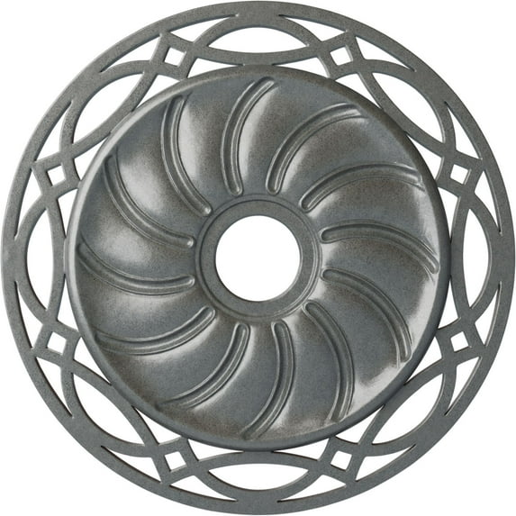 Ekena Millwork 26 5/8"OD x 4 1/2"ID x 1 3/8"P Loera Ceiling Medallion (Fits Canopies up to 6 1/4"), Hand-Painted Platinum