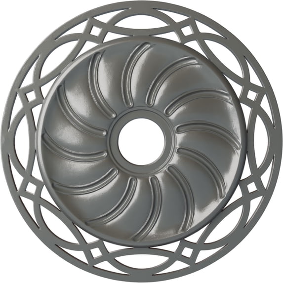 Ekena Millwork 26 5/8"OD x 4 1/2"ID x 1 3/8"P Loera Ceiling Medallion (Fits Canopies up to 6 1/4"), Hand-Painted Silver