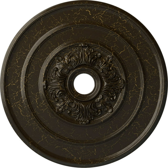 Ekena Millwork 26"OD x 3 1/8"ID x 1 1/2"P Traditional with Acanthus Leaves Ceiling Medallion (Fits Canopies up to 4 1/4"), Hand-Painted Stone Hearth Crackle