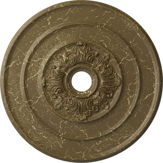 Ekena Millwork 26"OD x 3 1/8"ID x 1 1/2"P Traditional with Acanthus Leaves Ceiling Medallion (Fits Canopies up to 4 1/4"), Hand-Painted Mississippi Mud Crackle