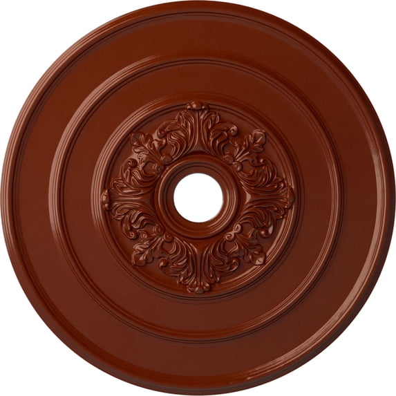 Ekena Millwork 26"OD x 3 1/8"ID x 1 1/2"P Traditional with Acanthus Leaves Ceiling Medallion (Fits Canopies up to 4 1/4"), Hand-Painted Firebrick
