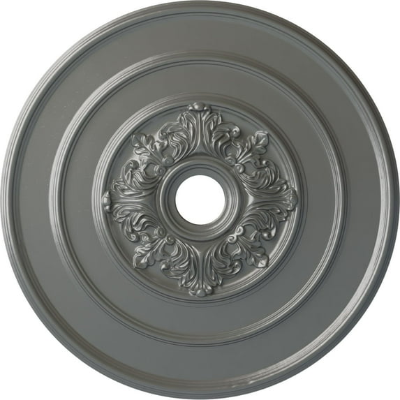 Ekena Millwork 26"OD x 3 1/8"ID x 1 1/2"P Traditional with Acanthus Leaves Ceiling Medallion (Fits Canopies up to 4 1/4"), Hand-Painted Silver
