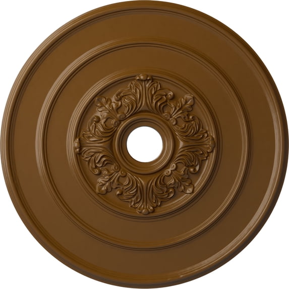 Ekena Millwork 26"OD x 3 1/8"ID x 1 1/2"P Traditional with Acanthus Leaves Ceiling Medallion (Fits Canopies up to 4 1/4"), Hand-Painted Smokey Topaz