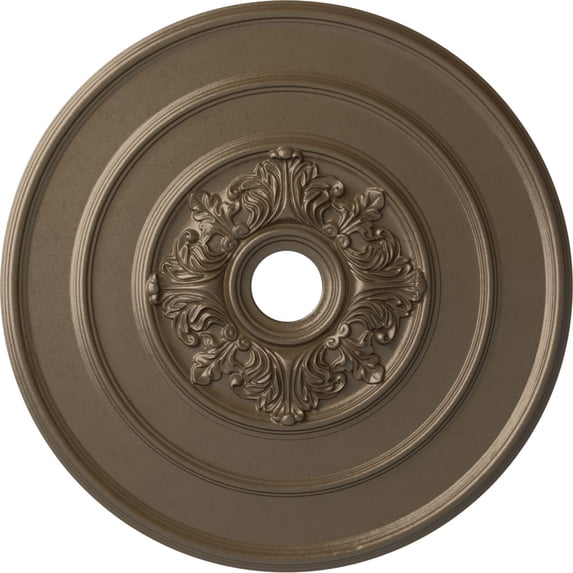 Ekena Millwork 26"OD x 3 1/8"ID x 1 1/2"P Traditional with Acanthus Leaves Ceiling Medallion (Fits Canopies up to 4 1/4"), Hand-Painted Warm Silver