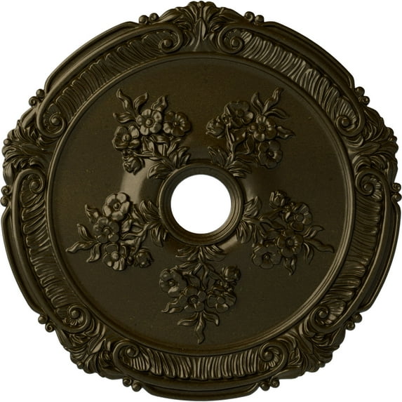 Ekena Millwork 26"OD x 3 3/4"ID x 1 1/2"P Attica with Rose Ceiling Medallion (Fits Canopies up to 4 1/2"), Hand-Painted Green Gold