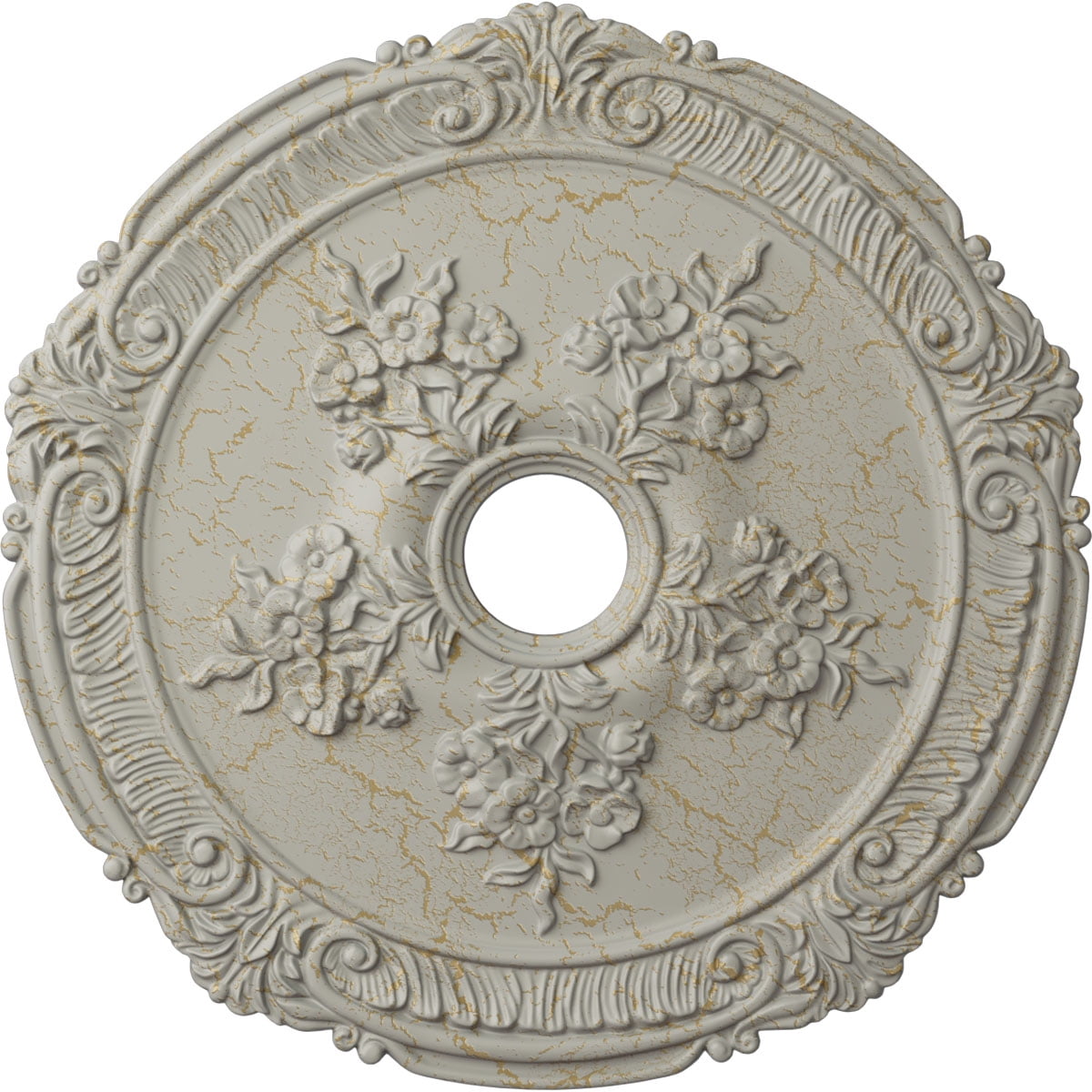 26-Inch Hand-Painted Cream Polyurethane Ceiling Medallion
