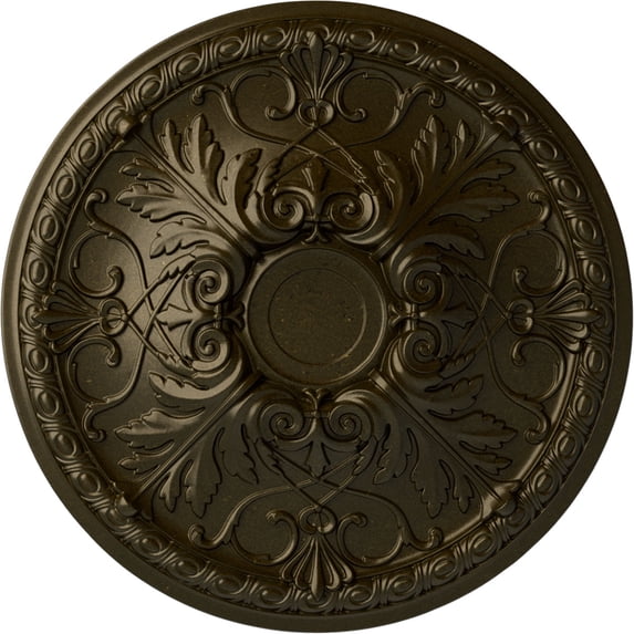 Ekena Millwork 26"OD x 3"P Tristan Ceiling Medallion (Fits Canopies up to 5 1/2"), Hand-Painted Green Gold