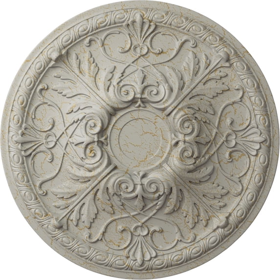 Ekena Millwork 26"OD x 3"P Tristan Ceiling Medallion (Fits Canopies up to 5 1/2"), Hand-Painted Pot of Cream Crackle