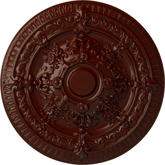 Ekena Millwork 26"OD x 3"P Vincent Ceiling Medallion (Fits Canopies up to 6"), Hand-Painted Brushed Mahogany