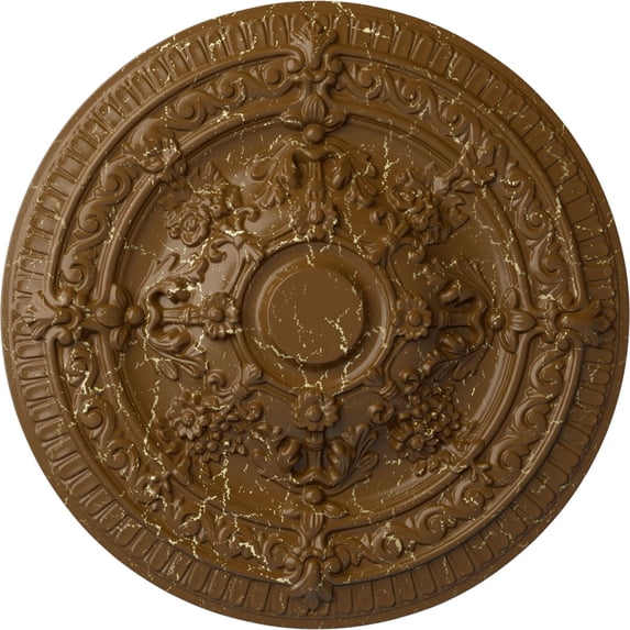 Ekena Millwork 26"OD x 3"P Vincent Ceiling Medallion (Fits Canopies up to 6"), Hand-Painted Smokey Topaz Crackle