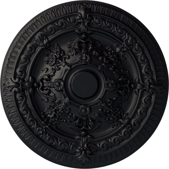 Ekena Millwork 26"OD x 3"P Vincent Ceiling Medallion (Fits Canopies up to 6"), Hand-Painted Steel Gray