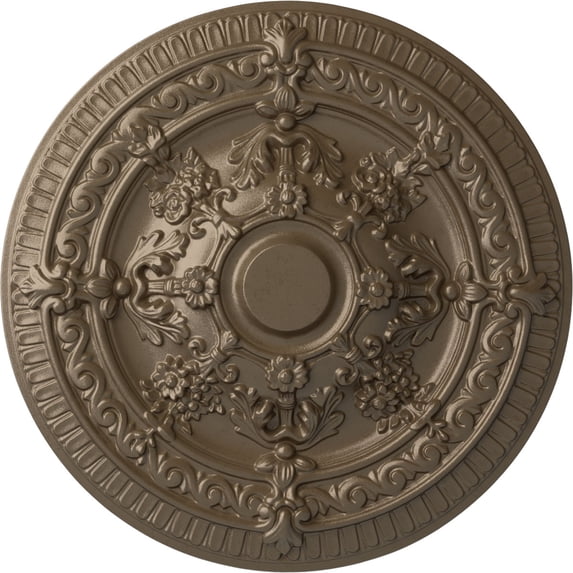 Ekena Millwork 26"OD x 3"P Vincent Ceiling Medallion (Fits Canopies up to 6"), Hand-Painted Warm Silver