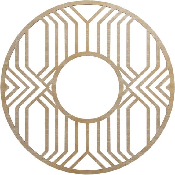 Ekena Millwork 26"OD x 9 1/2"ID x 1/4"T Empire Wood Fretwork Pierced Ceiling Medallion, Hickory