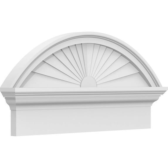 Ekena Millwork 26"W x 13-3/8"H x 2-3/4"P Segment Arch Sunburst Architectural Grade PVC Combination Pediment