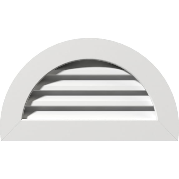 Ekena Millwork 26"W x 13"H Half Round Gable Vent (31"W x 18"H Frame Size) Functional, PVC Gable Vent with 1" x 4" Flat Trim Frame