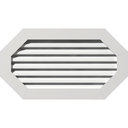 Ekena Millwork 26"W x 18"H Horizontal Elongated Octagon (31"W x 23"H Frame Size) Functional, PVC Gable Vent with 1" x 4" Flat Trim Frame