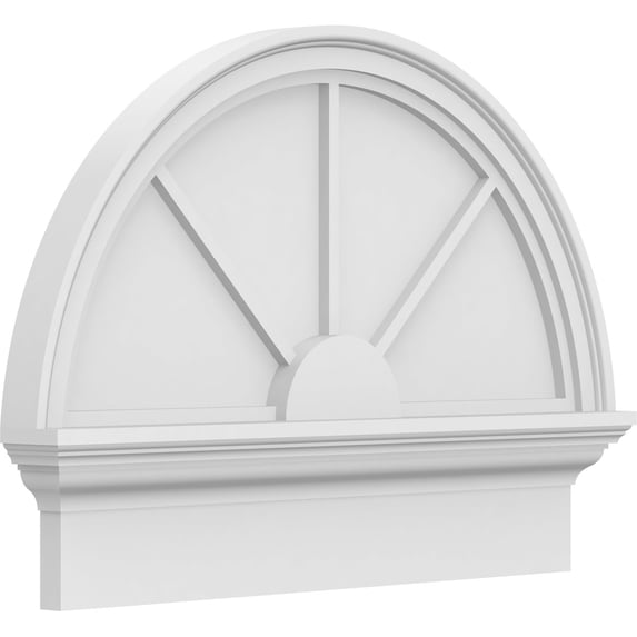 Ekena Millwork 26"W x 19-3/4"H x 2-3/4"P Half Round 3 Spoke Architectural Grade PVC Combination Pediment