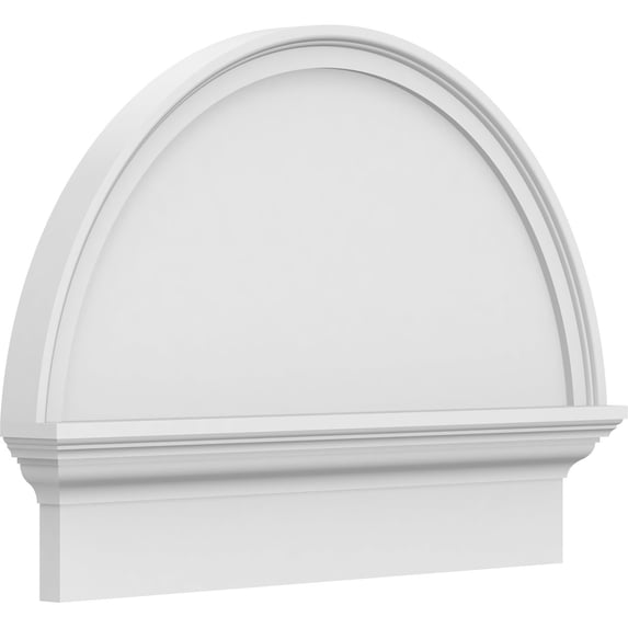 Ekena Millwork 26"W x 19-3/4"H x 2-3/4"P Half Round Smooth Architectural Grade PVC Combination Pediment