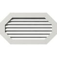 thumbnail image 1 of Ekena Millwork 26"W x 22"H Horizontal Elongated Octagon (31"W x 27"H Frame Size) Functional, PVC Gable Vent with 1" x 4" Flat Trim Frame, 1 of 14