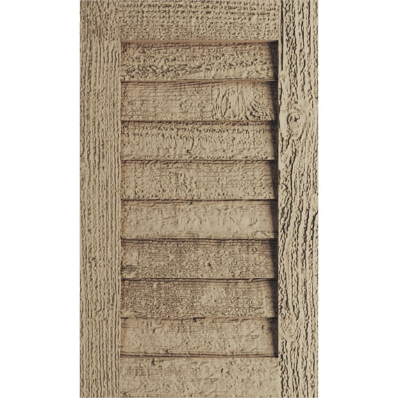 Ekena Millwork 26"W x 33"H Timberthane Rough Sawn Vertical Faux Wood Non-Functional Gable Vent, Primed Tan