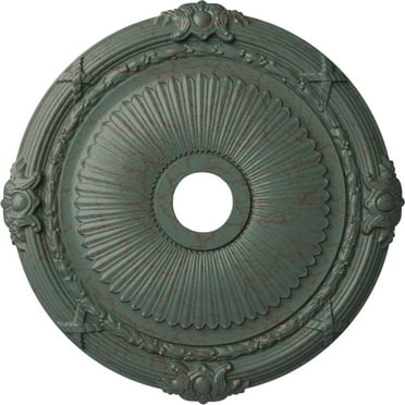 Ekena Millwork 27 1/2"OD x 3 7/8"ID x 2 1/4"P Heaton Ceiling Medallion (Fits Canopies up to 6 1/2"), Hand-Painted Cloud Burst Crackle