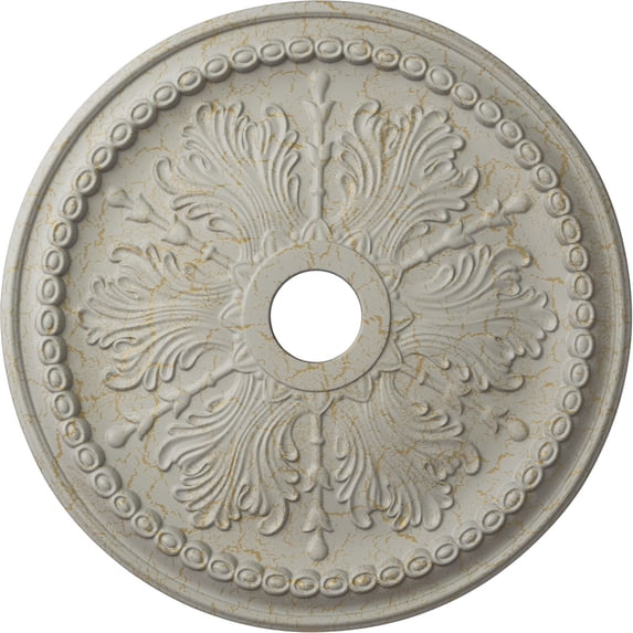 Ekena Millwork 27 1/2"OD x 4"ID x 1 1/2"P Winsor Ceiling Medallion (Fits Canopies up to 4"), Hand-Painted Pot of Cream Crackle