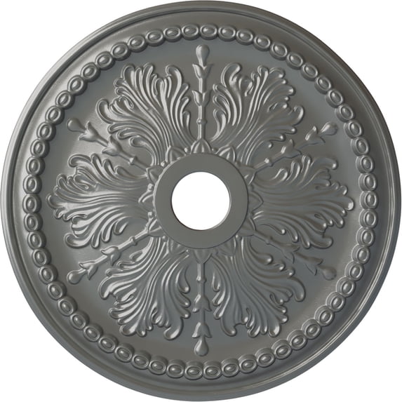 Ekena Millwork 27 1/2"OD x 4"ID x 1 1/2"P Winsor Ceiling Medallion (Fits Canopies up to 4"), Hand-Painted Silver