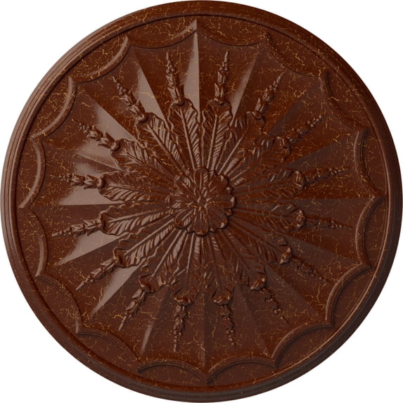 Ekena Millwork 27 1/8"OD x 2 5/8"P Artis Ceiling Medallion, Hand-Painted Burnished Mahogany Crackle