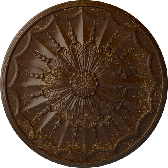 Ekena Millwork 27 1/8"OD x 2 5/8"P Artis Ceiling Medallion, Hand-Painted Root Beer Crackle