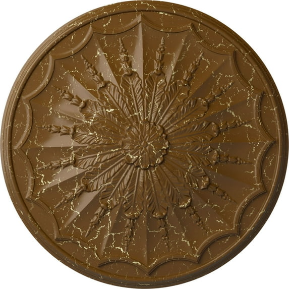 Ekena Millwork 27 1/8"OD x 2 5/8"P Artis Ceiling Medallion, Hand-Painted Smokey Topaz Crackle