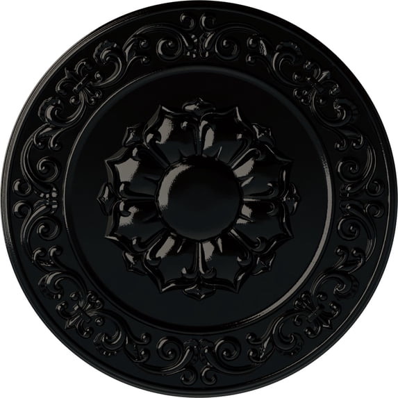 Ekena Millwork 27 3/4"OD x 2"P Sydney Ceiling Medallion (Fits Canopies up to 5 3/4"), Hand-Painted Black Pearl