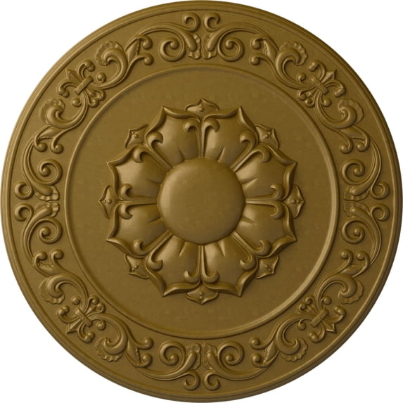 Ekena Millwork 27 3/4"OD x 2"P Sydney Ceiling Medallion (Fits Canopies up to 5 3/4"), Hand-Painted Gold
