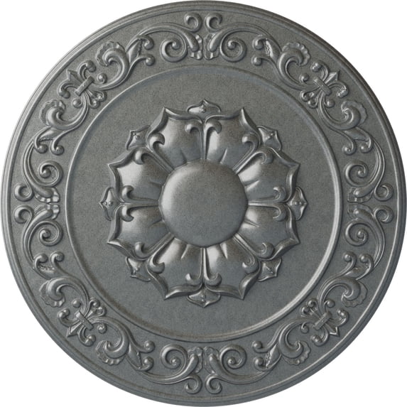 Ekena Millwork 27 3/4"OD x 2"P Sydney Ceiling Medallion (Fits Canopies up to 5 3/4"), Hand-Painted Platinum