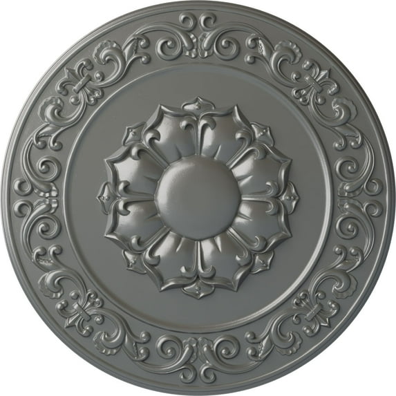 Ekena Millwork 27 3/4"OD x 2"P Sydney Ceiling Medallion (Fits Canopies up to 5 3/4"), Hand-Painted Silver