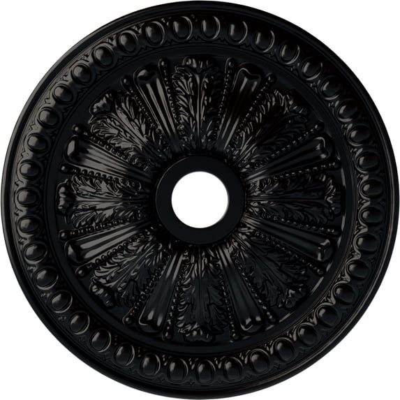 Ekena Millwork 27 7/8"OD x 3 7/8"ID x 2 1/2"P Tomango Egg & Dart Ceiling Medallion (Fits Canopies up to 6 3/4"), Hand-Painted Jet Black