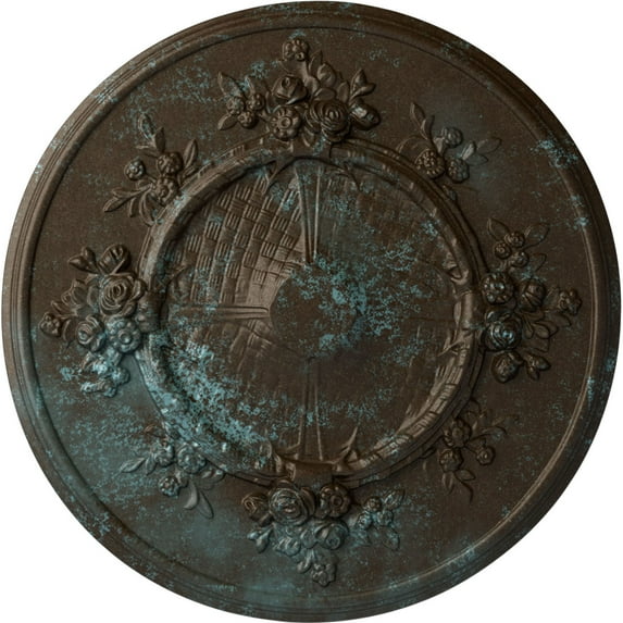 Ekena Millwork 27"OD x 1 1/8"P Flower Ceiling Medallion (Fits Canopies up to 3 7/8"), Hand-Painted Bronze Blue Patina
