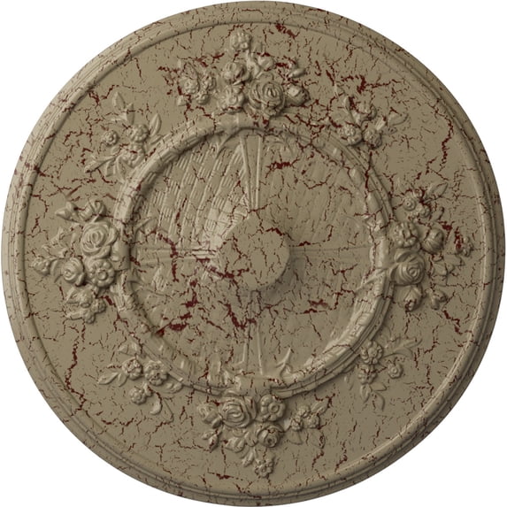 Ekena Millwork 27"OD x 1 1/8"P Flower Ceiling Medallion (Fits Canopies up to 3 7/8"), Hand-Painted Gobi Desert Crackle