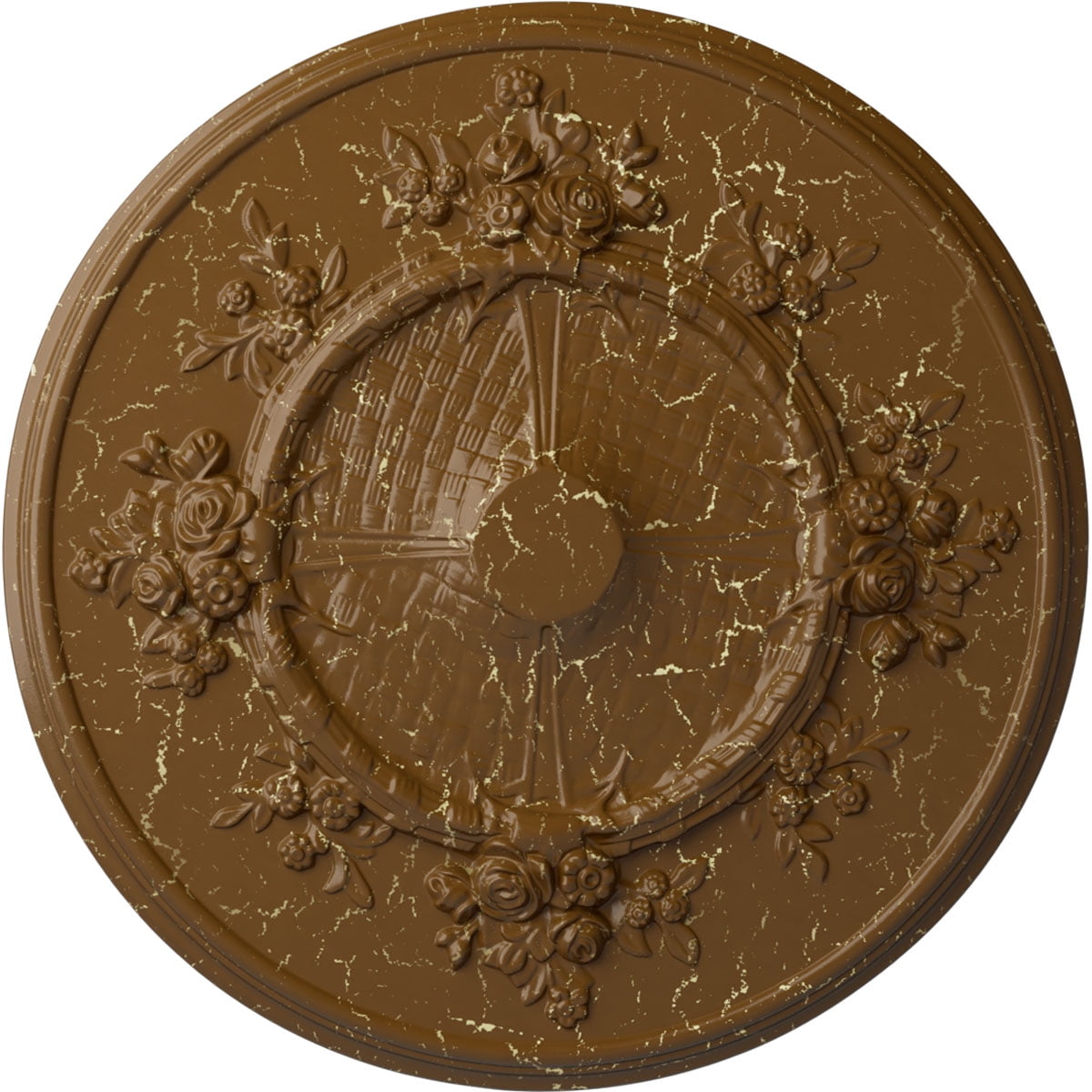 Ekena Millwork 27"OD x 1 1/8"P Flower Ceiling Medallion (Fits Canopies up to 3 7/8"), Hand-Painted Smokey Topaz Crackle