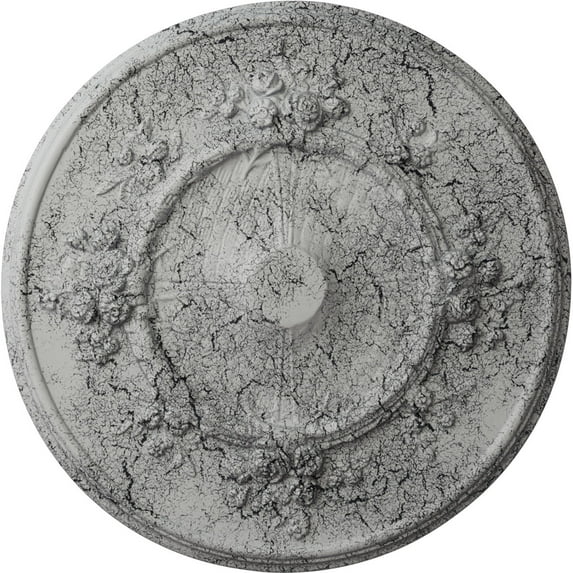 Ekena Millwork 27"OD x 1 1/8"P Flower Ceiling Medallion (Fits Canopies up to 3 7/8"), Hand-Painted Ultra Pure White Crackle