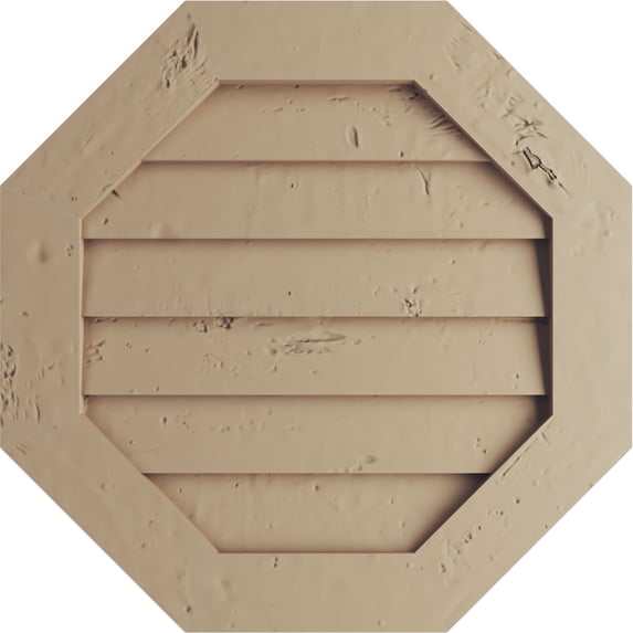 Ekena Millwork 27"W x 27"H Timberthane Knotty Pine Octagonal Faux Wood Non-Functional Gable Vent, Primed Tan