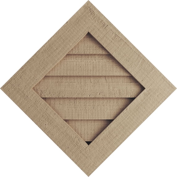 Ekena Millwork 27"W x 27"H Timberthane Rough Cedar Diamond Faux Wood Non-Functional Gable Vent, Primed Tan