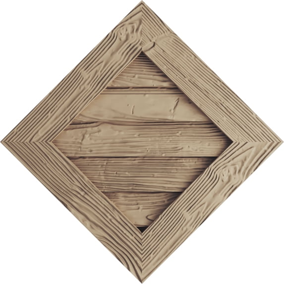 Ekena Millwork 27"W x 27"H Timberthane Sandblasted Diamond Faux Wood Non-Functional Gable Vent, Primed Tan