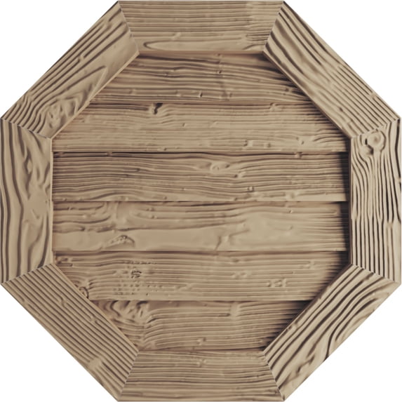 Ekena Millwork 27"W x 27"H Timberthane Sandblasted Octagonal Faux Wood Non-Functional Gable Vent, Primed Tan