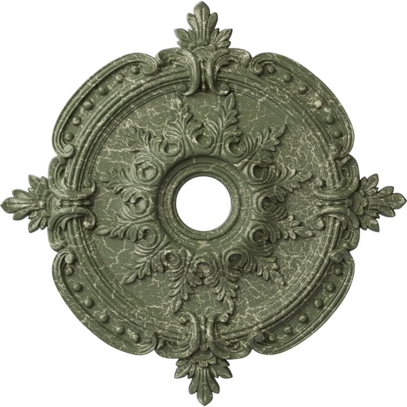 Ekena Millwork 28 3/8"OD x 3 3/4"ID x 1 5/8"P Benson Classic Ceiling Medallion (Fits Canopies up to 6 1/2"), Hand-Painted Athenian Green Crackle
