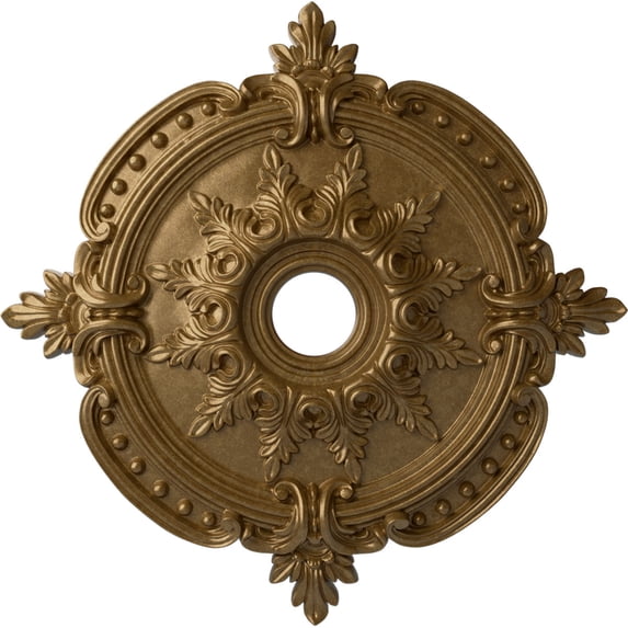 Ekena Millwork 28 3/8"OD x 3 3/4"ID x 1 5/8"P Benson Classic Ceiling Medallion (Fits Canopies up to 6 1/2"), Hand-Painted Pale Gold