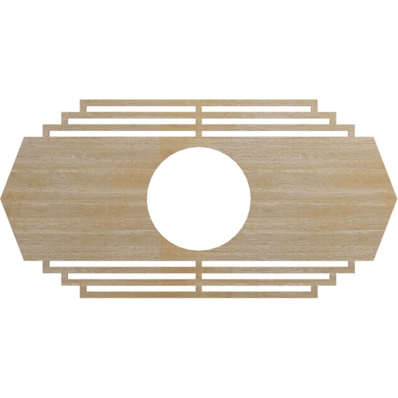 Ekena Millwork 28"W x 14"H x 7 3/8"ID x 1/4"T Chrysler Wood Fretwork Pierced Ceiling Medallion, Hickory